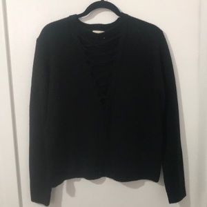 Black sweater with deep V